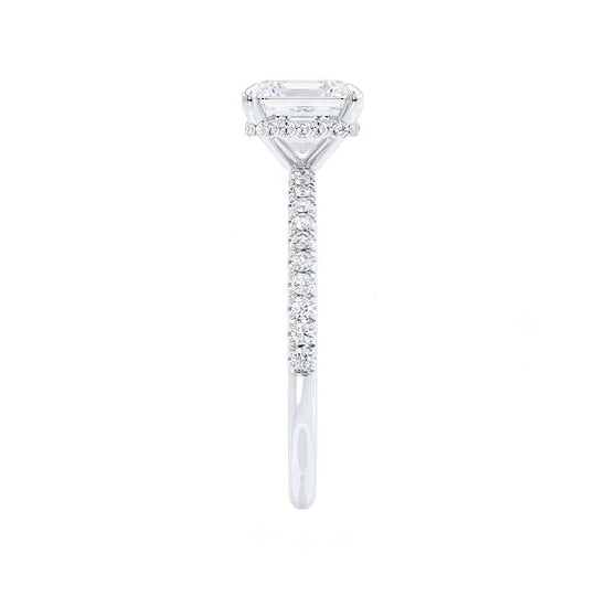 1.50 CT Princess Shaped Moissanite Hidden Halo Style Engagement Ring 2