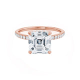 1.50 CT Asscher Shaped Moissanite Hidden Halo Style Engagement Ring 1