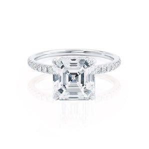 1.30 CT Asscher Shaped Moissanite Hidden Halo Style Engagement Ring 1