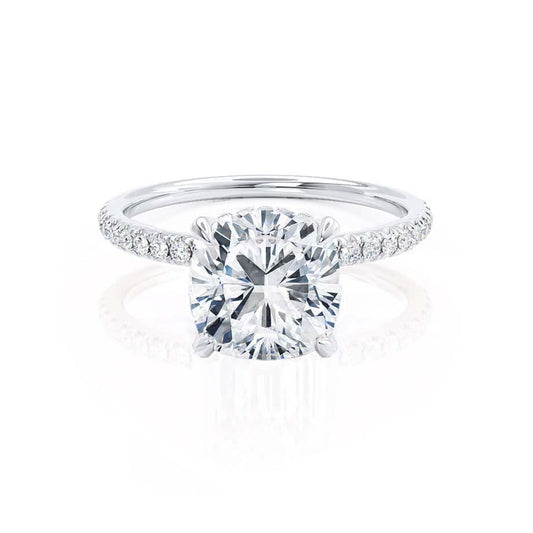 2.40 CT Cushion Shaped Moissanite Hidden Halo Engagement Ring 1