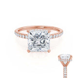 1.20 CT Princess Shaped Moissanite Hidden Halo Style Engagement Ring 4