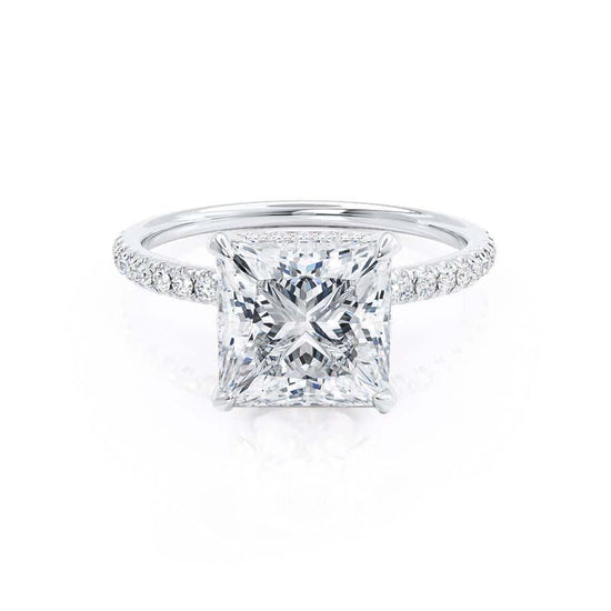 1.50 CT Princess Shaped Moissanite Hidden Halo Engagement Ring 1