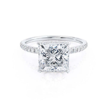1.50 CT Princess Shaped Moissanite Hidden Halo Engagement Ring 1