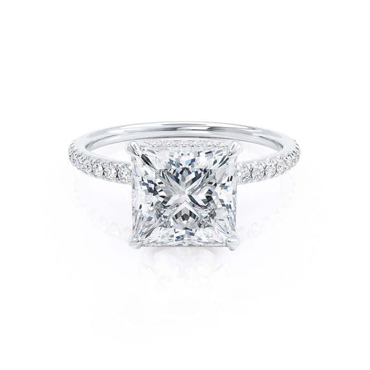 1.50 CT Princess Shaped Moissanite Hidden Halo Engagement Ring 1