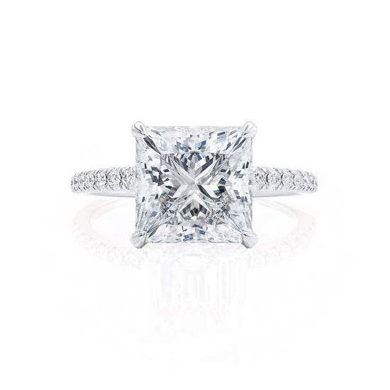 1.50 CT Princess Shaped Moissanite Hidden Halo Engagement Ring 5
