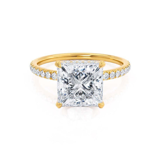 1.50 CT Princess Shaped Moissanite Hidden Halo Style Engagement Ring 1