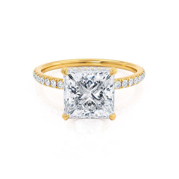 1.50 CT Princess Shaped Moissanite Hidden Halo Style Engagement Ring 1