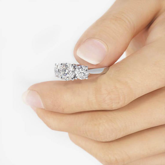1.0 CT Round Shaped Moissanite Three Stone Style Engagement Ring 6