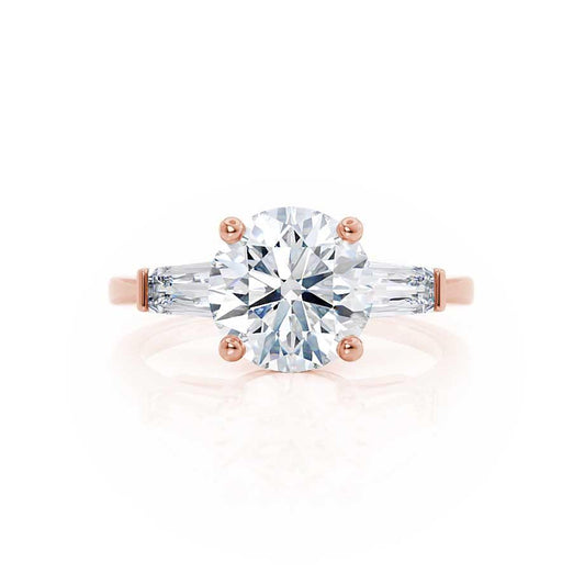 1.0 CT Round Shaped Moissanite Three Stone Style Engagement Ring 2