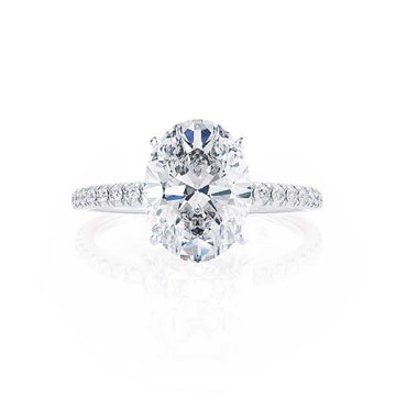 0.90 CT Oval Shaped Moissanite Solitaire Pave Setting Engagement Ring 6