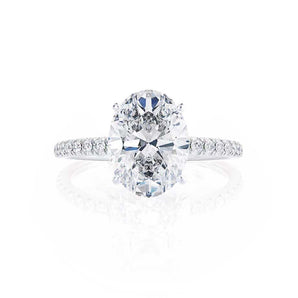 0.90 CT Oval Shaped Moissanite Solitaire Pave Setting Engagement Ring 6