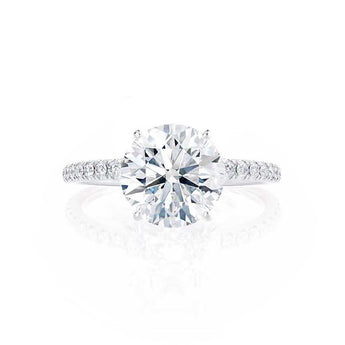 1.0 CT Round Shaped Moissanite Solitaire Pave Style Engagement Ring 4