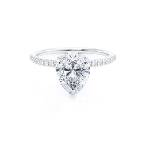 0.94 CT Pear Shaped Moissanite Solitaire Pave Style Engagement Ring 1