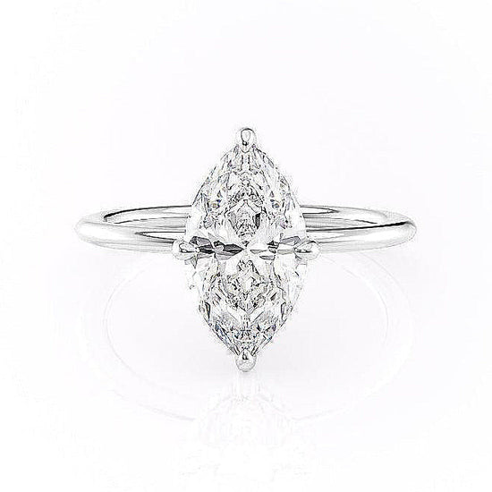 1.58 CT Marquise Cut Solitaire Hidden Halo Setting Moissanite Engagement Ring 10