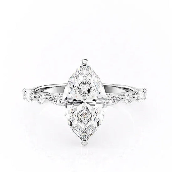 1.58 CT Marquise Cut Solitaire Pave Setting Moissanite Engagement Ring 10