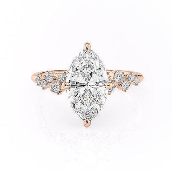 1.58 CT Marquise Cut Solitaire Hidden Halo Setting Moissanite Engagement Ring 12