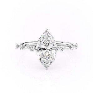 1.58 CT Marquise Cut Solitaire Dainty Engagement Ring With Hidden Halo Setting 1