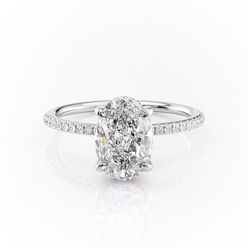 2.10 CT Oval Cut Solitaire & Pave Setting Moissanite Engagement Ring 1