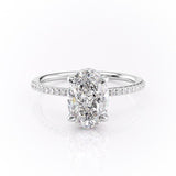 2.10 CT Oval Cut Solitaire & Pave Setting Moissanite Engagement Ring 1