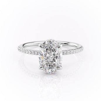 2.10 CT Oval Cut Solitaire & Pave Setting Moissanite Engagement Ring 1