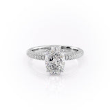 2.10 CT Oval Cut Solitaire 3 Side Pave Set Moissanite Engagement Ring 10