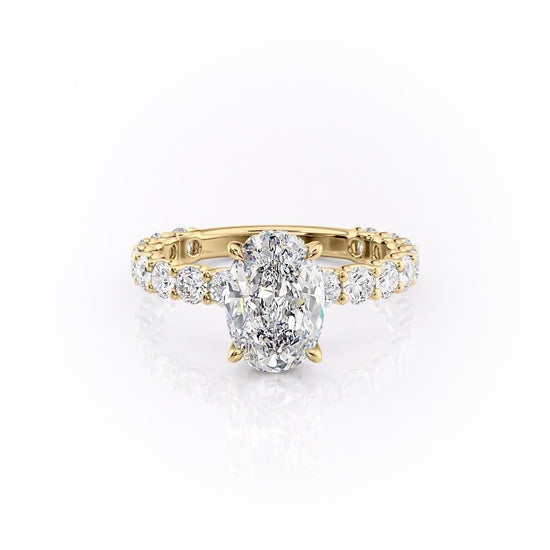 2.10 CT Oval Cut Solitaire Pave Setting Moissanite Engagement Ring 11