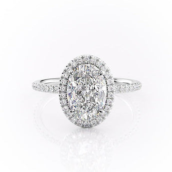 2.10 Oval Cut Halo Style Moissanite Engagement Ring 10