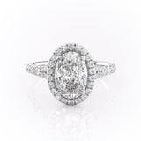 2.10 CT Oval Halo Split Shank Pave Setting Moissanite Engagement Ring 10