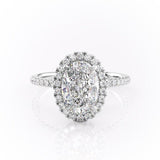 2.10 CT Oval Cut Halo Pave Setting Moissanite Engagement Ring 10