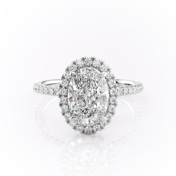 2.10 CT Oval Cut Halo Pave Setting Moissanite Engagement Ring 10