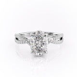 2.10 CT Oval Solitaire Cross Over Pave Set Moissanite Engagement Ring 10