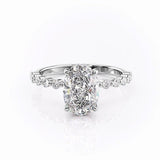 2.10 CT Oval Cut Solitaire Pave Setting Moissanite Engagement Ring 10