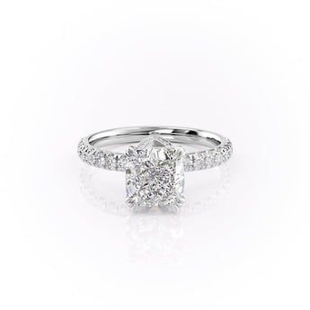 2.15 CT Cushion Cut Pave Moissanite Engagement Ring 6