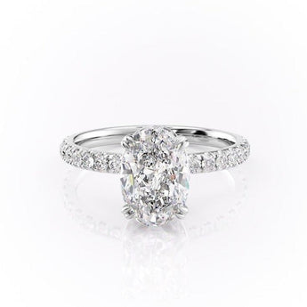 2.10 CT Oval Cut Hidden Halo Pave Setting Moissanite Engagement Ring 10