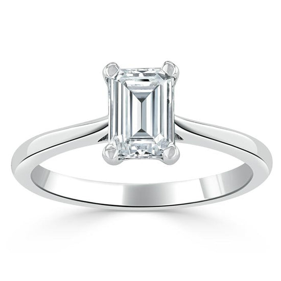 1.0 CT Emerald Cut Moissanite Solitaire Engagement Ring 4