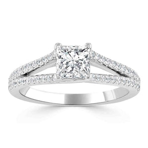 1.0 CT Princess Cut Solitaire Split Shank Setting Moissanite Engagement Ring 2