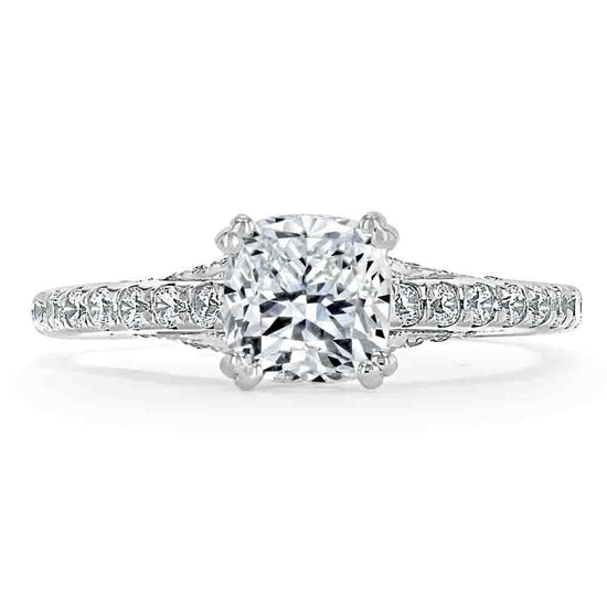 1.0 CT Cushion Cut Hidden Halo Pave Moissanite Engagement Ring 1