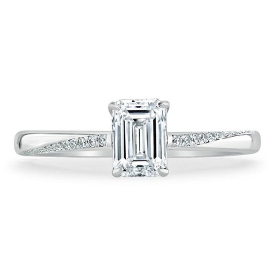 0.75 CT Emerald Cut Solitaire Moissanite Engagement Ring 1