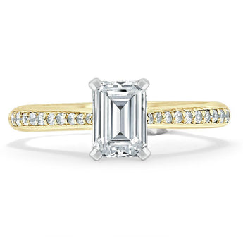 1.0 CT Emerald Cut Solitaire Channel Pave Moissanite Engagement Ring 5