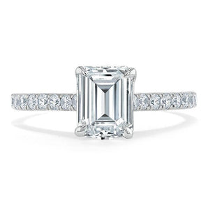 1.50 CT Emerald Cut Solitaire Pave Setting Moissanite Engagement Ring 1