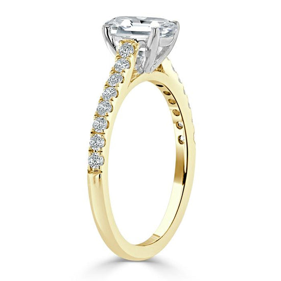 1.50 CT Emerald Cut Solitaire Pave Setting Moissanite Engagement Ring 1