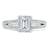 1.0 CT Emerald Cut Solitaire Split Shank Setting Moissanite Engagement Ring 1