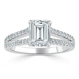 1.0 CT Emerald Cut Solitaire Split Shank Setting Moissanite Engagement Ring 2