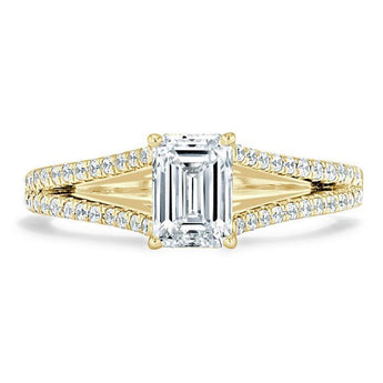 1.0 CT Emerald Cut Solitaire Split Shank Setting Moissanite Engagement Ring 5