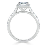 1.0 CT Princess Cut Halo Pave Setting Moissanite Engagement Ring 4