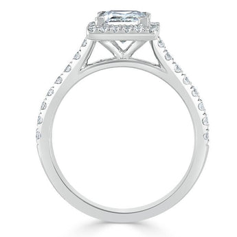 1.0 CT Princess Cut Halo Pave Setting Moissanite Engagement Ring 4