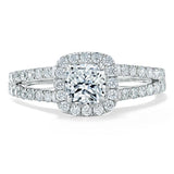 1.0 CT  Cushion Cut Halo Split Shank Setting Moissanite Engagement Ring 1