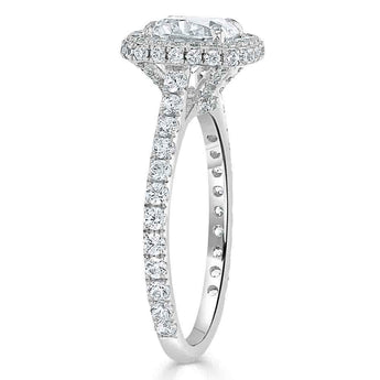 1.5 CT Cushion Cut Halo Pave Setting Moissanite Engagement Ring 3