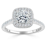 1.5 CT Cushion Cut Halo Pave Setting Moissanite Engagement Ring 2