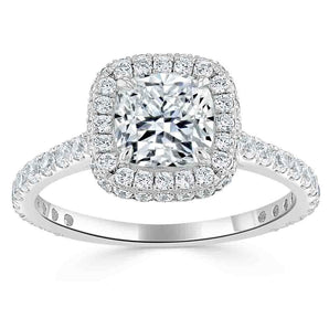 1.5 CT Cushion Cut Halo Pave Setting Moissanite Engagement Ring 2